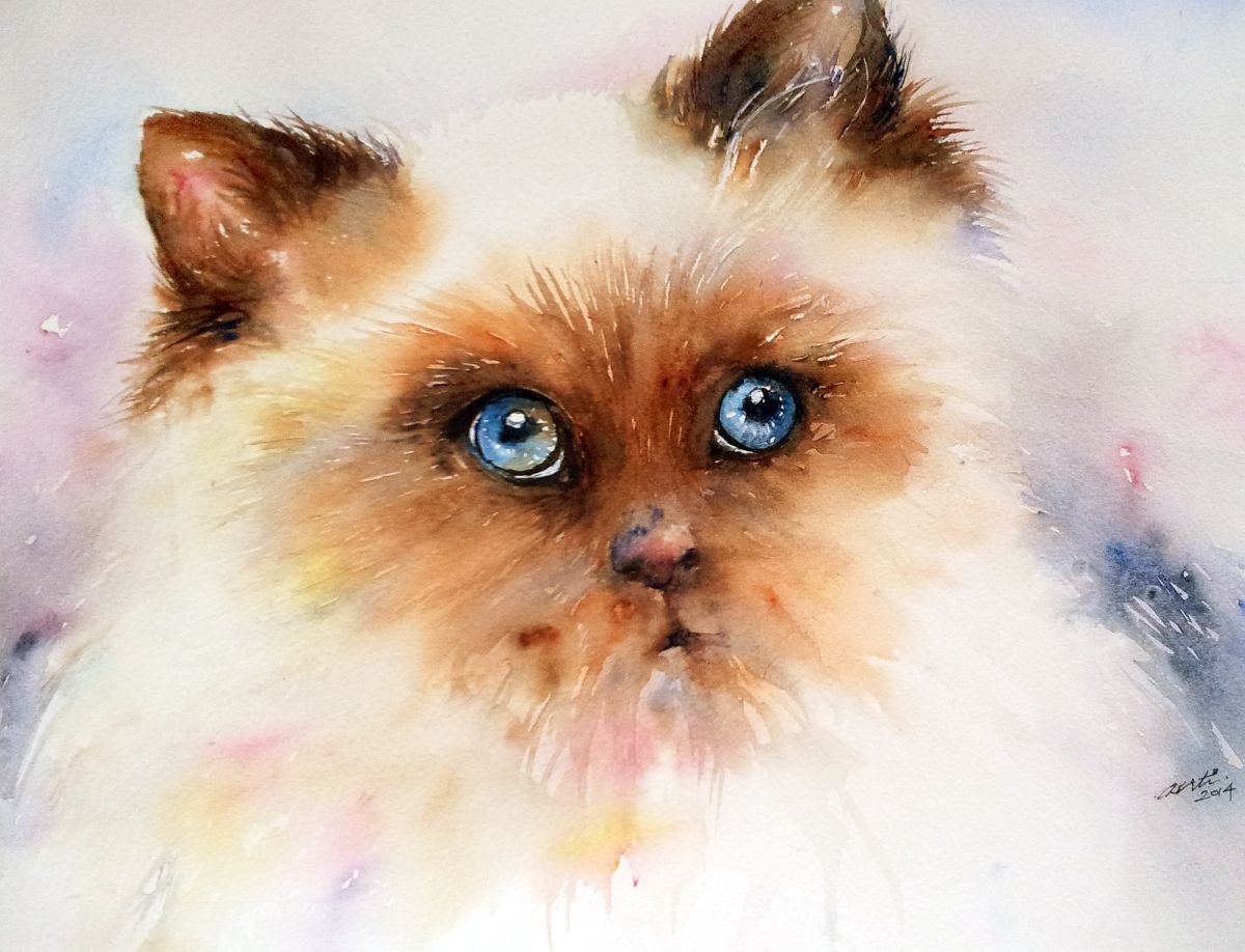 all-fluffed-up-watercolour-by-arti-chauhan-artfinder