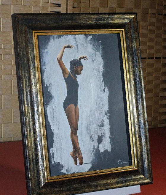 Perfect Balance, Dancer on Pointe, Ballet Oil Painting, Ballerina, Framed  Art
