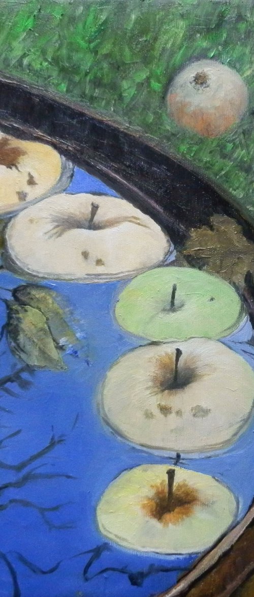 Apples in the water barrel by Maria Karalyos