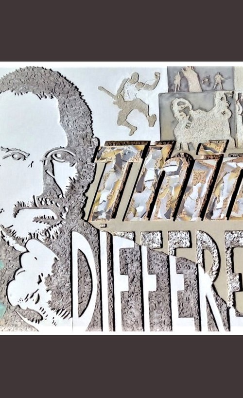 THINK DIFFERENT STEVE JOBS 3/9 2012 bas-relief  Size: 30.7 W x 21.2 H x 1.9 D in by Elena Karamushka Artist