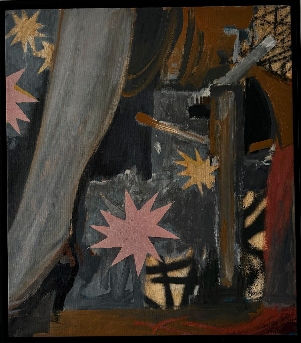 Organic Abstract Oil Painting By Mykhailo Korobkov, 30 X 33", Stars 2, Original Artwork