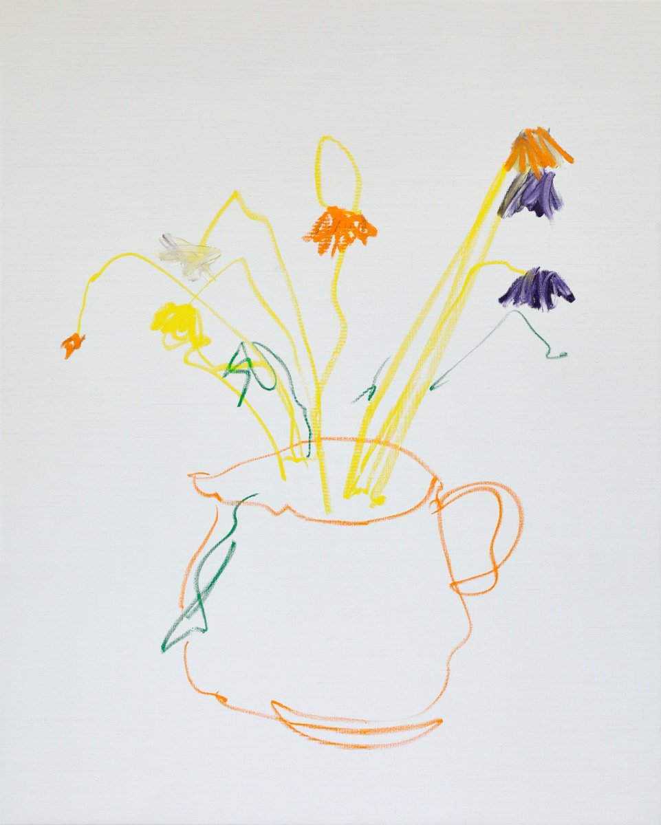 Painting Flowers To Fight Off Anxiety (Dead Flowers In A Water Jug) by Simon Findlay