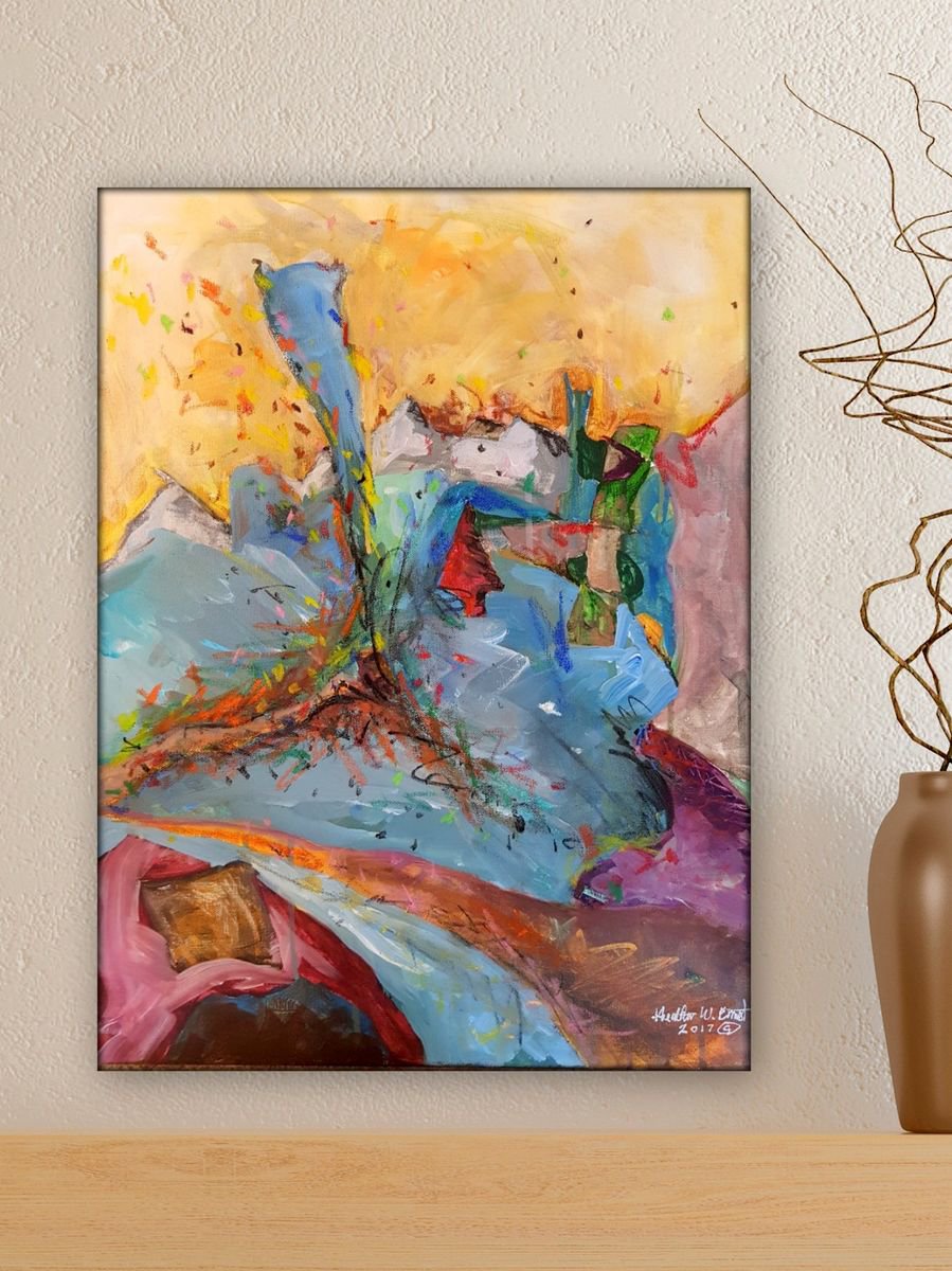 Expressive Landscape Painting By Heather W. Ernst, 16 X 20, Freeusship Tomlinson Pk Arvada, Original Artwork