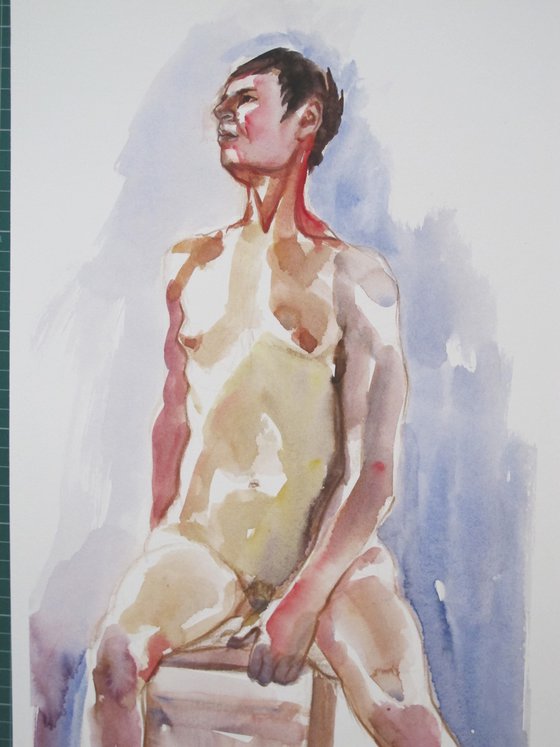 Seated male nude