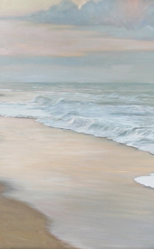 "Sea vibes 5" Blue beige landscape art by Mary Ameur