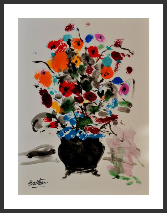 Le vase laqué noir/ 11,81 x 15,75 in.(30x40cm)/2018