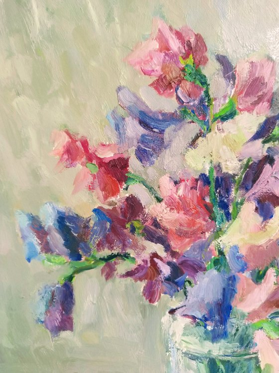 Sweet-peas. Original oil painting