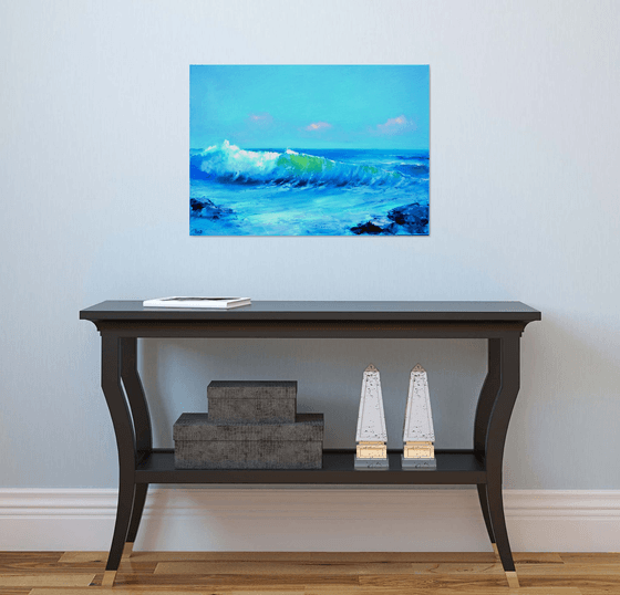 Seascape with transparent wave