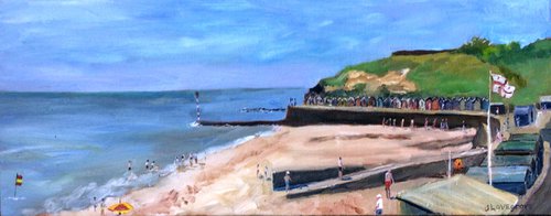 St Mildred's Bay, Westgate. A sunny day at the beach, oil painting. by Julian Lovegrove Art