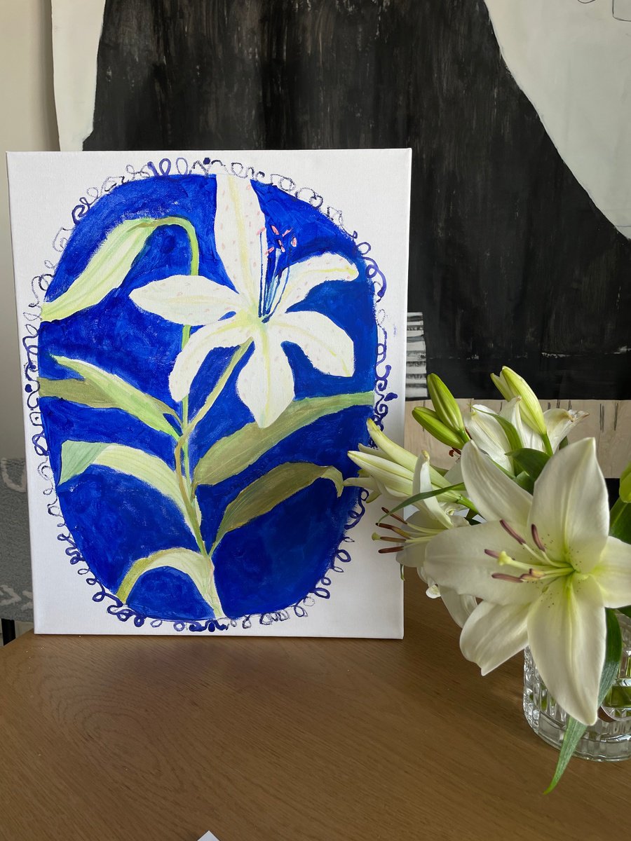 Impressionistic Botanical Painting By Anastasia Mazur-Skrobova, 16 X 20, Lily, Original Artwork