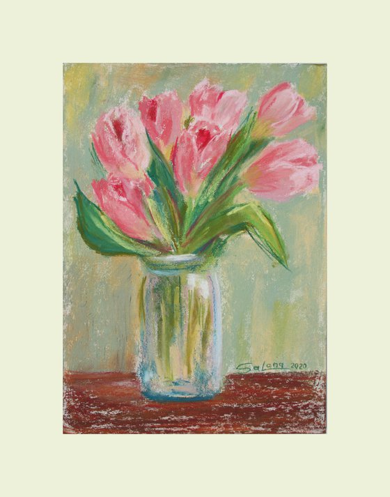 Pink Tulips... /  ORIGINAL PAINTING