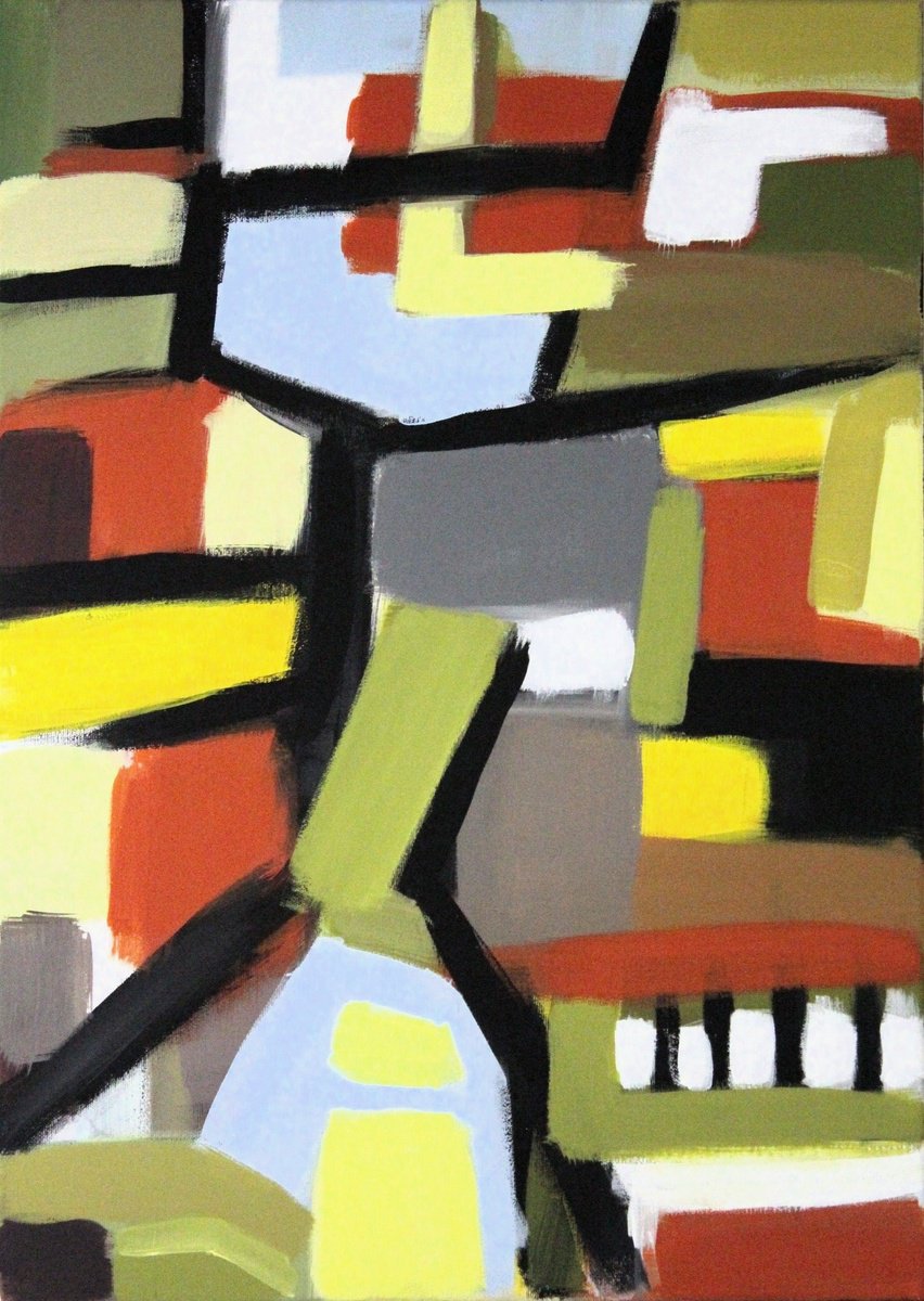 Abstract Acrylic Painting By Alessandro Butera, 20 X 28, Abstract Structure, Original Artwork