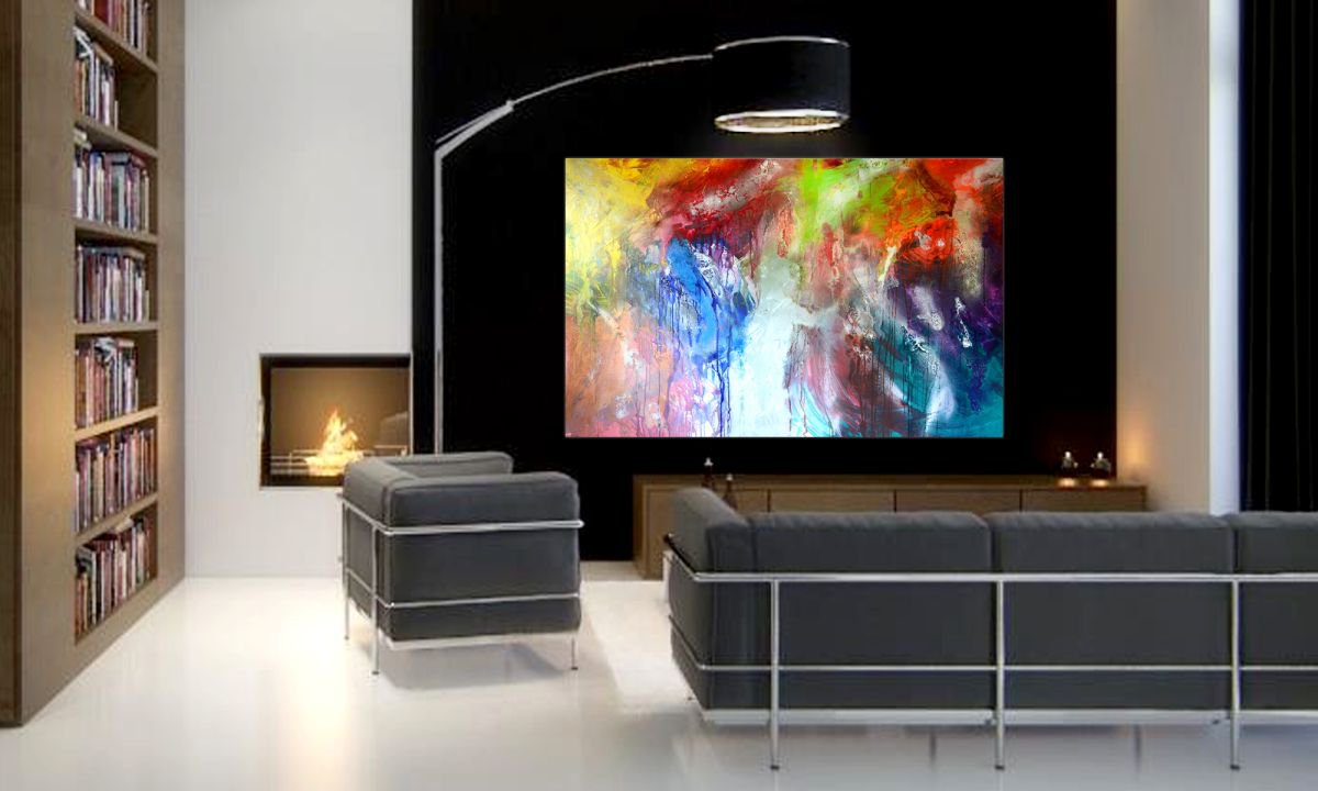 Organic Abstract Acrylic Painting By Lynne Godina-Orme, 72 X 48", Colour Fusion, Original Artwork