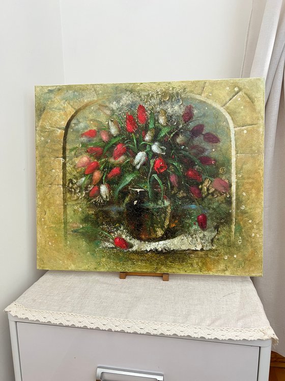 Tulips Behind the Window