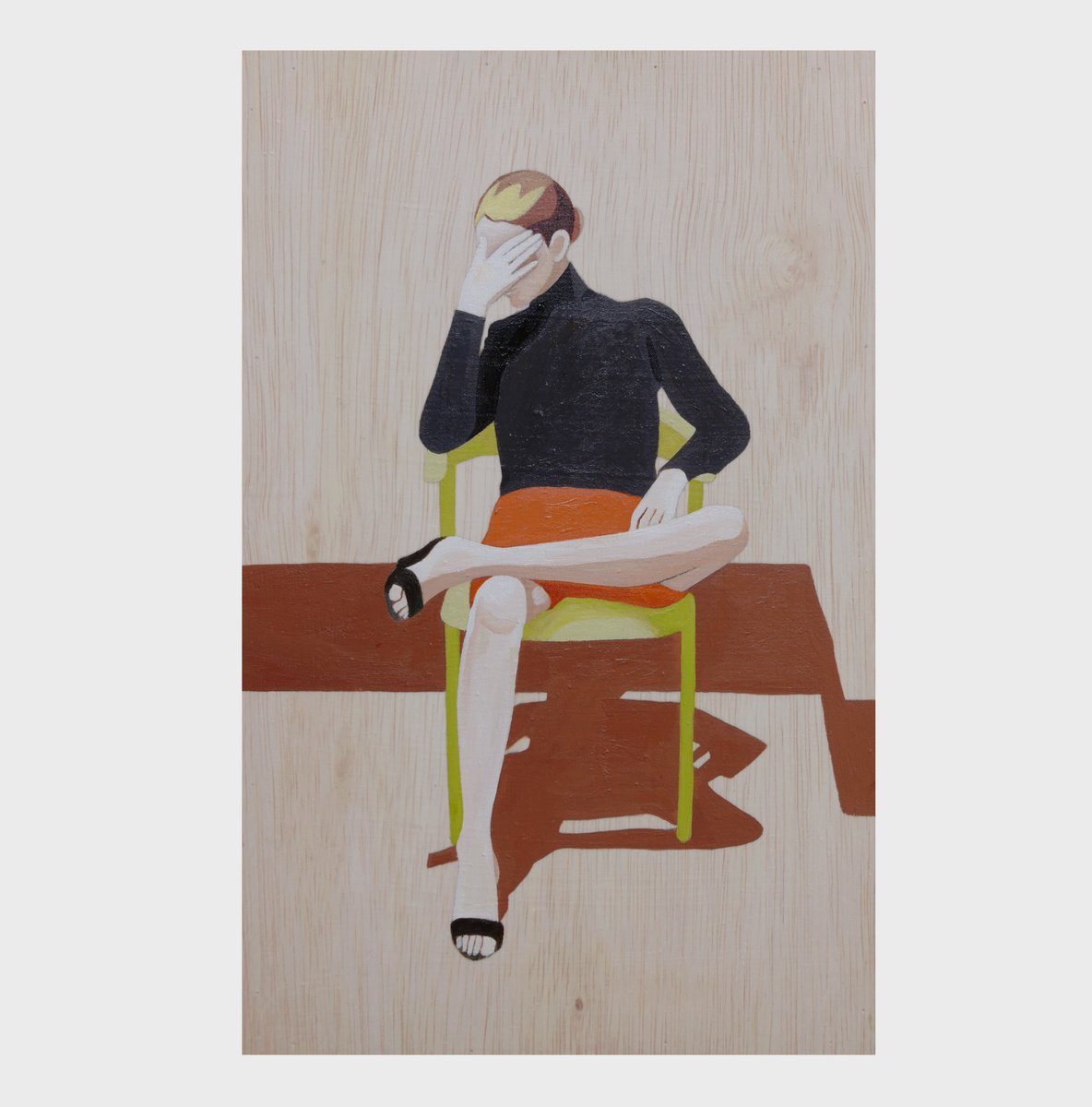 Expressive Portrait Acrylic Painting By Young Park, 8 X 13", At The Beach, Original Artwork