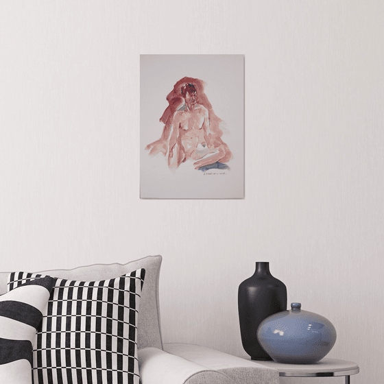 Seated male nude