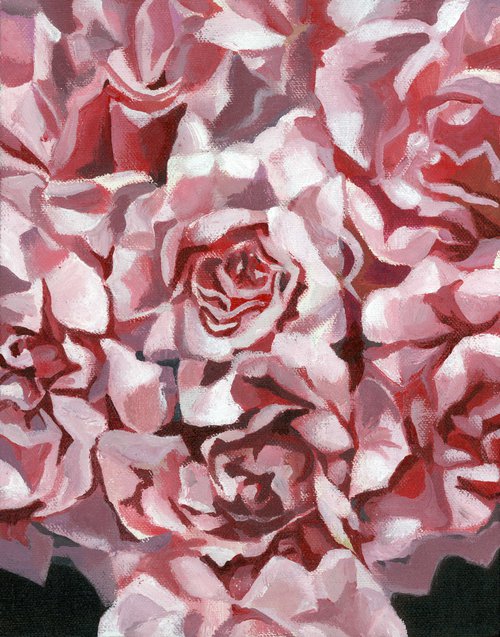 roses are pink acrylic floral by Alfred  Ng