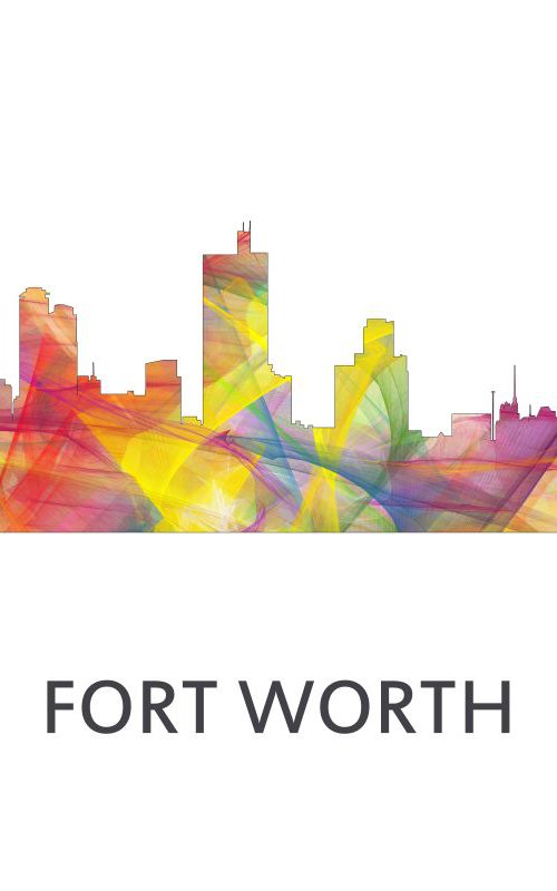 Fort Worth Texas Skyline WB1 by Marlene Watson