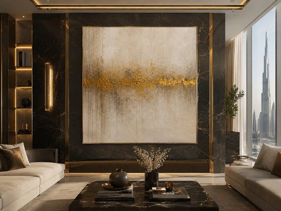 Abstract Gold Pulse Through Beige