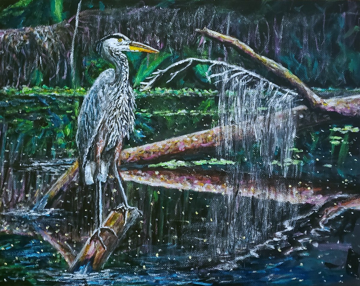 Heron Perching By Water by Robbie Potter