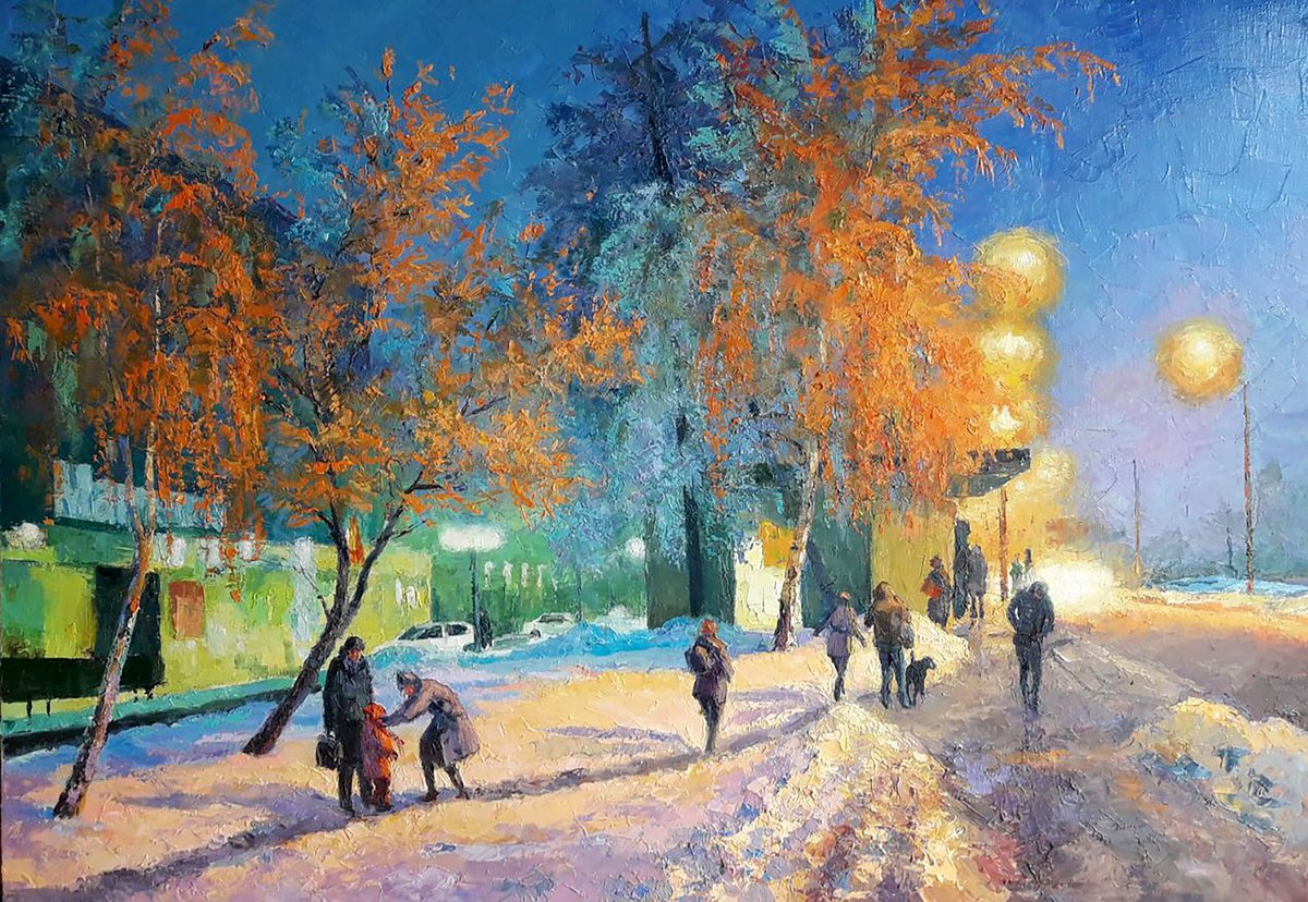 Oil painting Evening city Serdyuk Boris Petrovich nSerb876 by Boris Serdyuk
