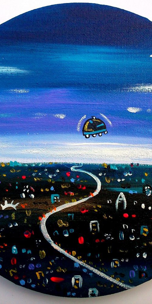 Purple Round Imaginary city by Maria Luisa  Azzini