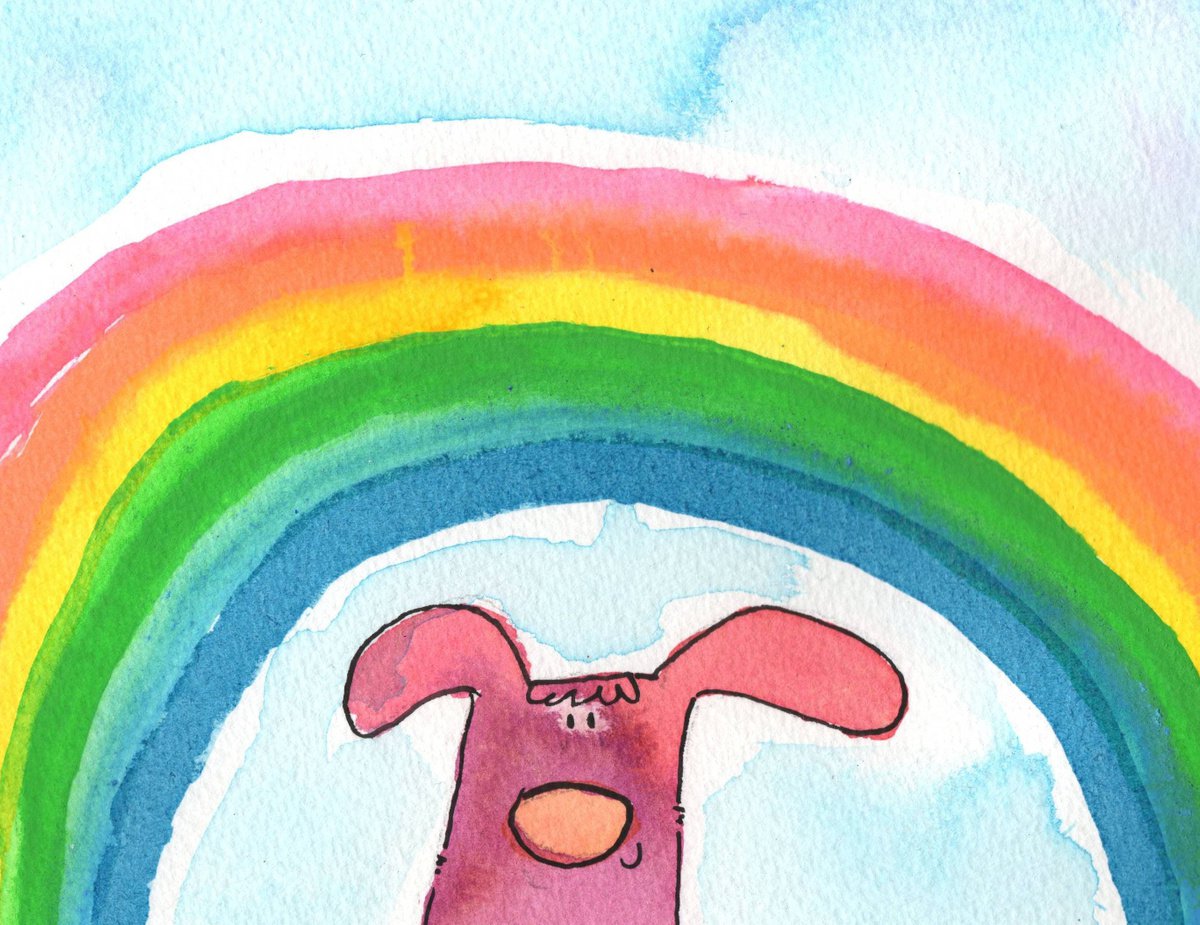 Dog under colourful rainbow 1