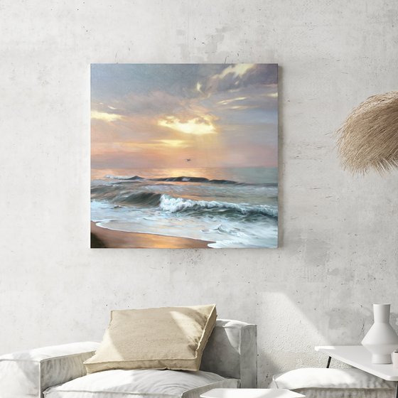 "Seaside" Sunset and coast oil art