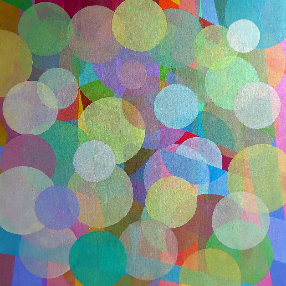 Geometric Abstract Acrylic Painting By Stephen Conroy, 30 X 30", Circles Within Circles, Original Artwork