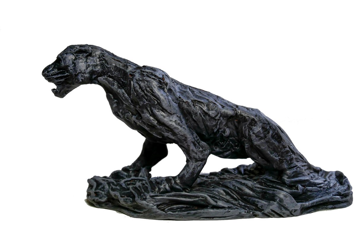 Expressive Animal Clay Sculpture By Lionel Le Jeune, 7 X 4", Fauve Enlise, Original Artwork