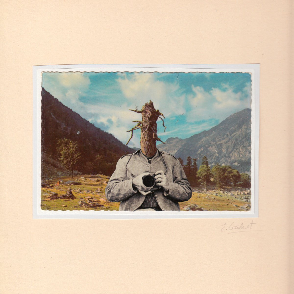 Surrealistic Portrait Collage By Jon Garbet, 9 X 9, Portrait, Original Artwork