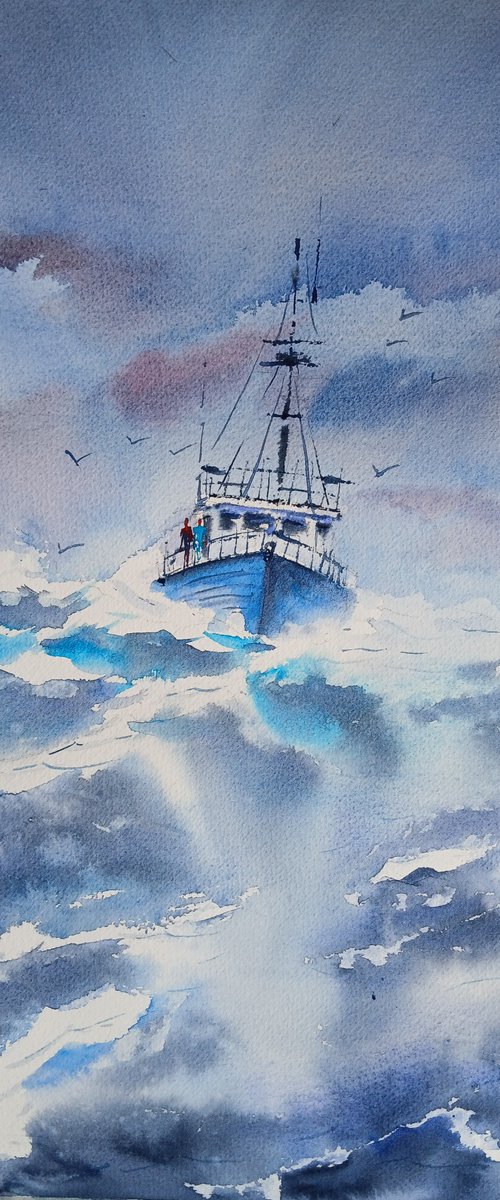 boat in the storm 7 by Giorgio Gosti
