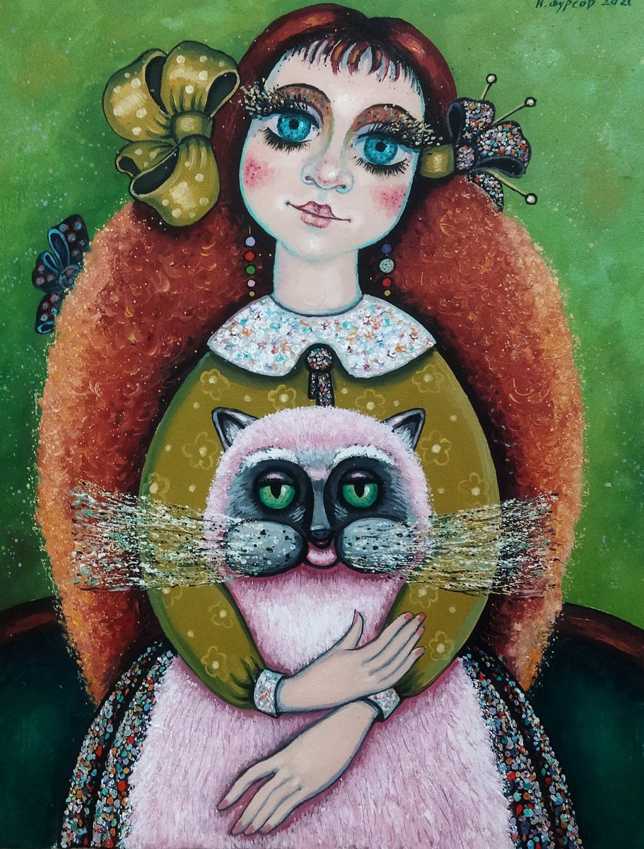 Girl with cat by Mila Kilic