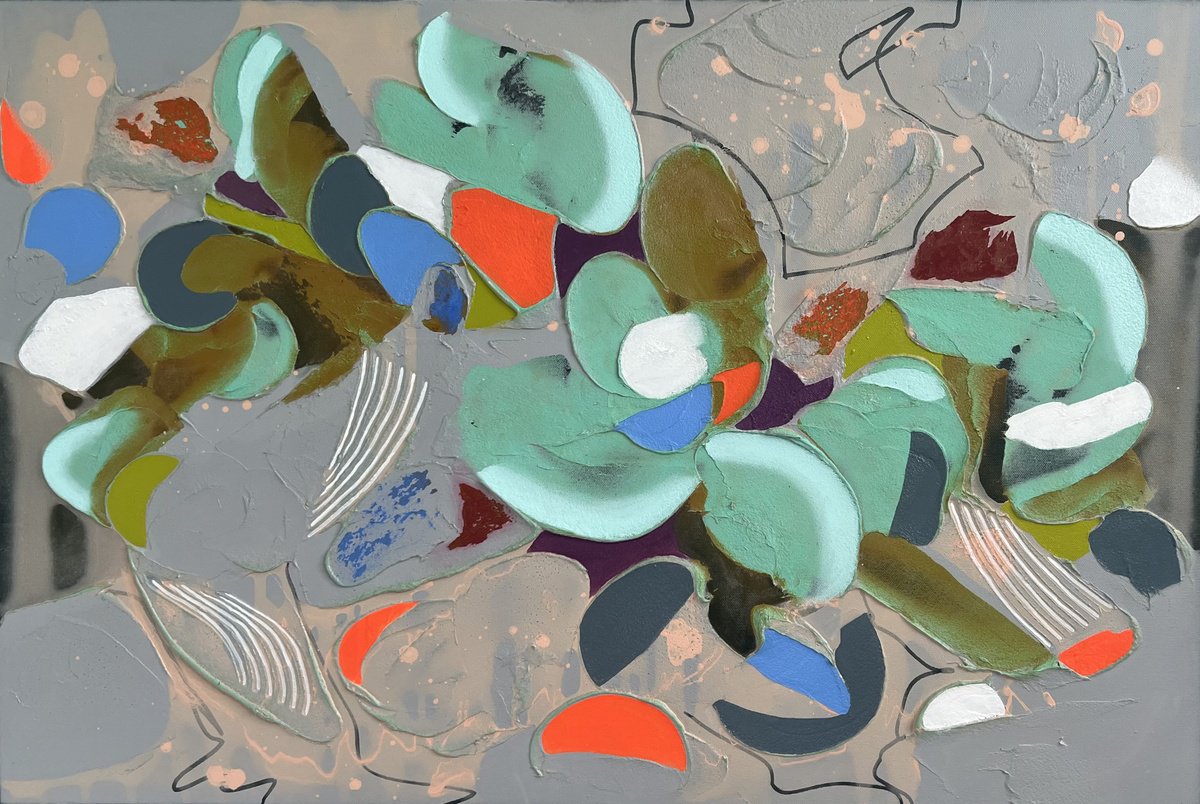 Abstract Painting By Caity Salamanca, 36 X 24, Think Before You Talk, Original Artwork