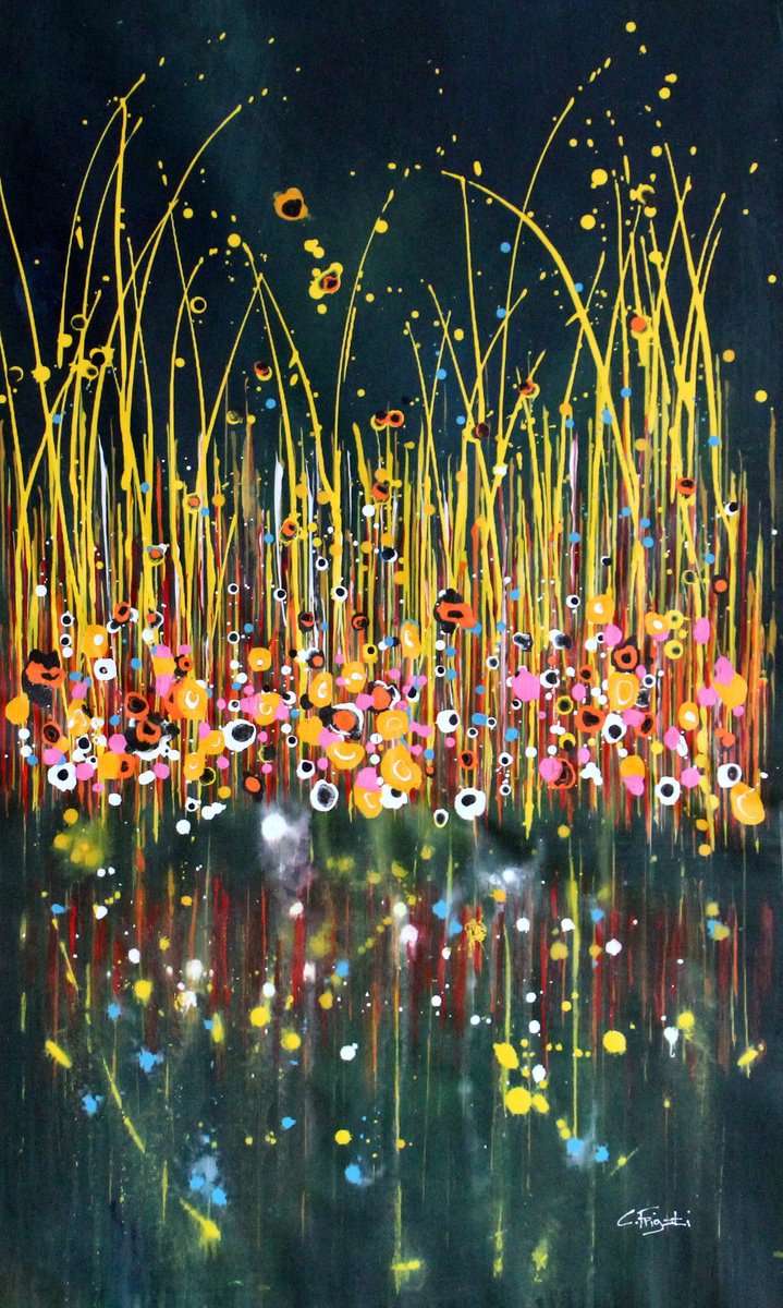 Technicolor Dream #25- Large original abstract floral painting by Cecilia Frigati