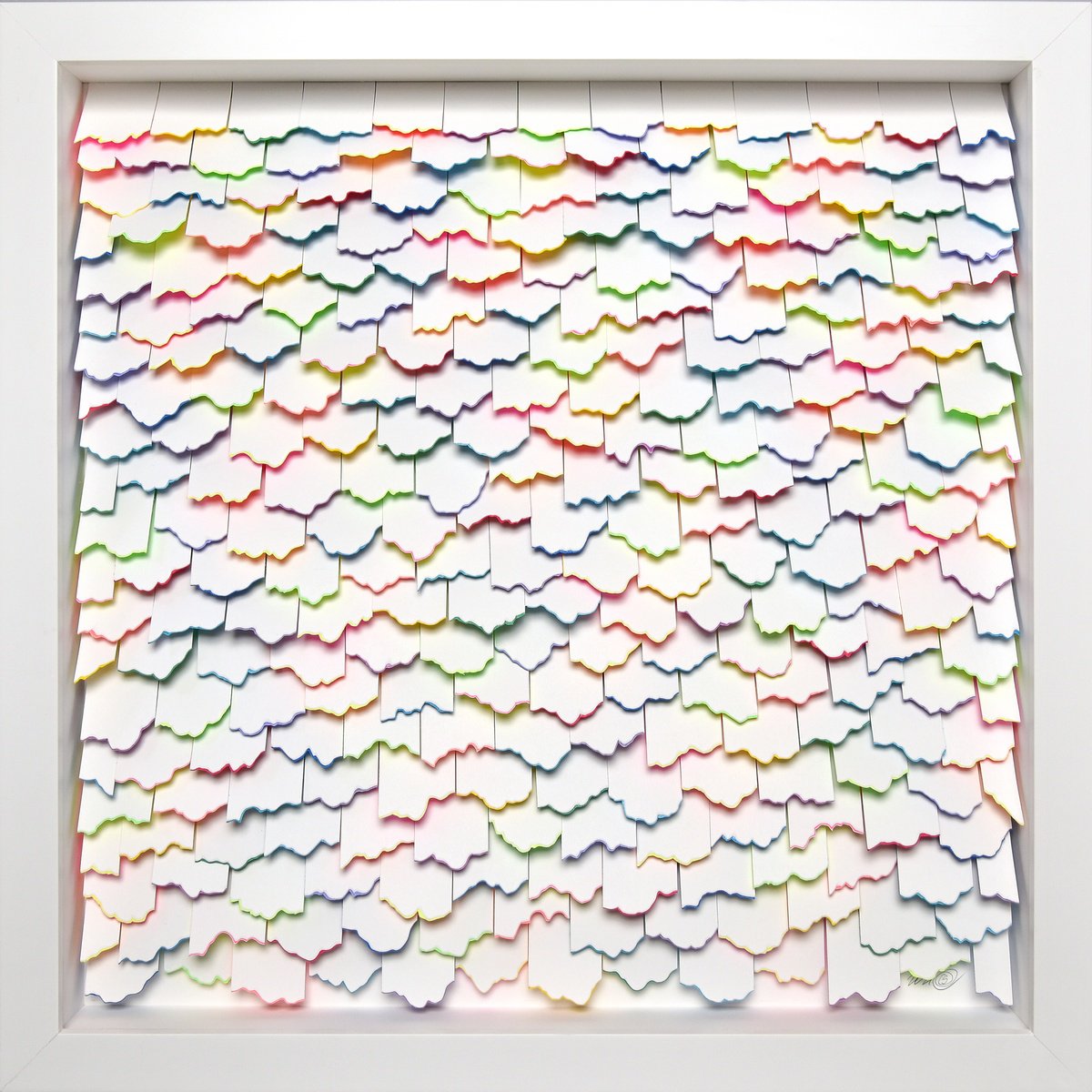 Geometric Abstract Sculpture By Olga Skorokhod, 21 X 21", Colorful Cascade, Original Artwork