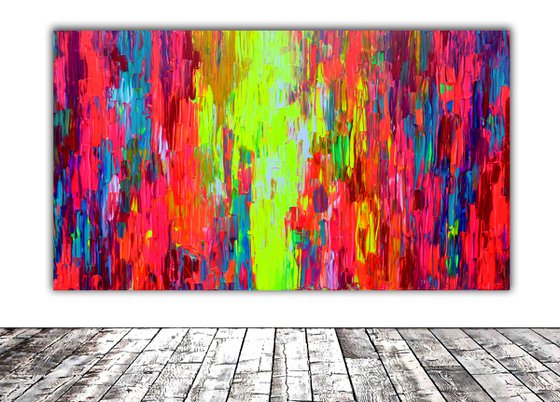 55x31.5'' FREE SHIPPING Large Ready to Hang Abstract Painting - XXXL Huge Colourful Modern Abstract Big Painting, Large Colorful Painting - Ready to Hang, Hotel and Restaurant Wall Decoration, Happy Gypsy Dance