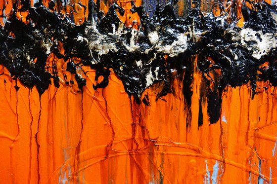 Reflections 240cm x 100cm Blue Orange Textured Abstract Art