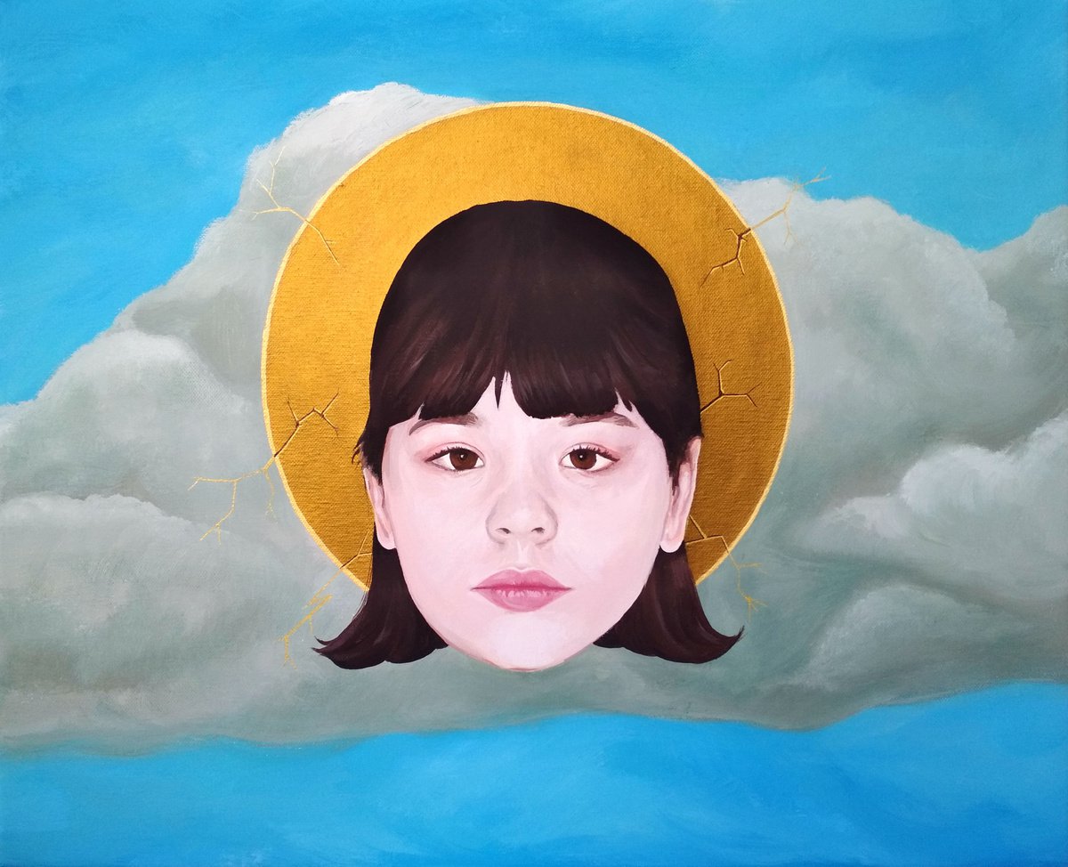 Portrait Acrylic Painting By Andromachi Giannopoulou, 20 X 16, Failed To Become A Saint, Original Artwork