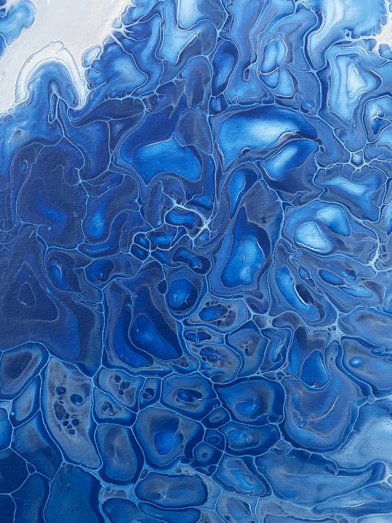 "Water Splitting" - Original Abstract PMS Fluid Acrylic Painting - 16 x 20 inches