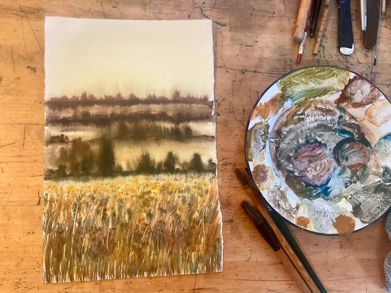 Winter landscape lit