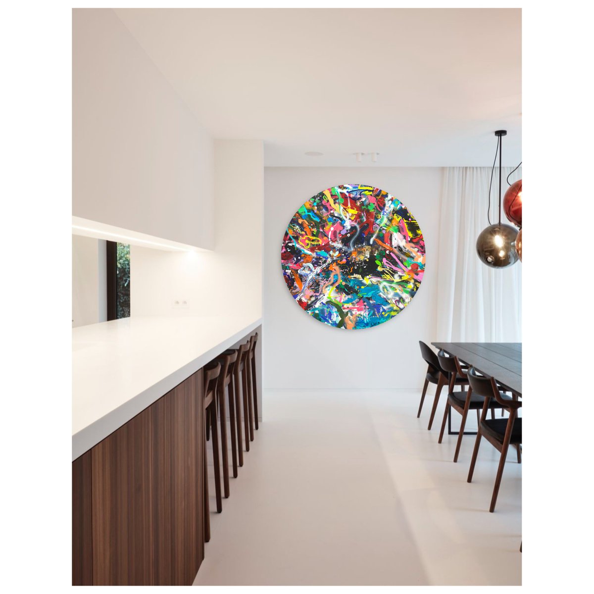 Abstract Acrylic Painting By Maria Esmar, 51 X 51", In Shape, Original Artwork