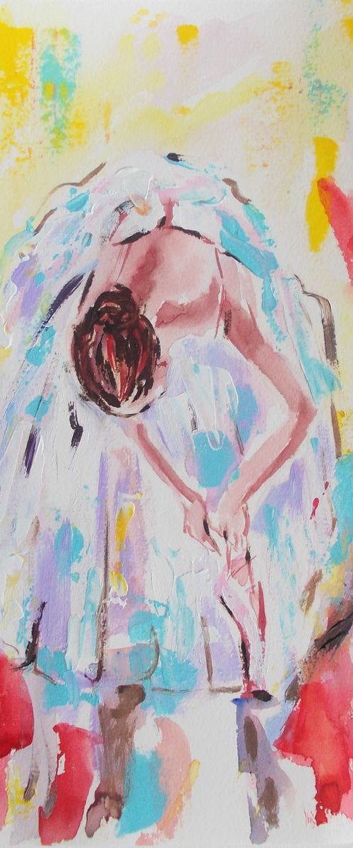 Ballerina 22- Original ballerina watercolor painting by Antigoni Tziora