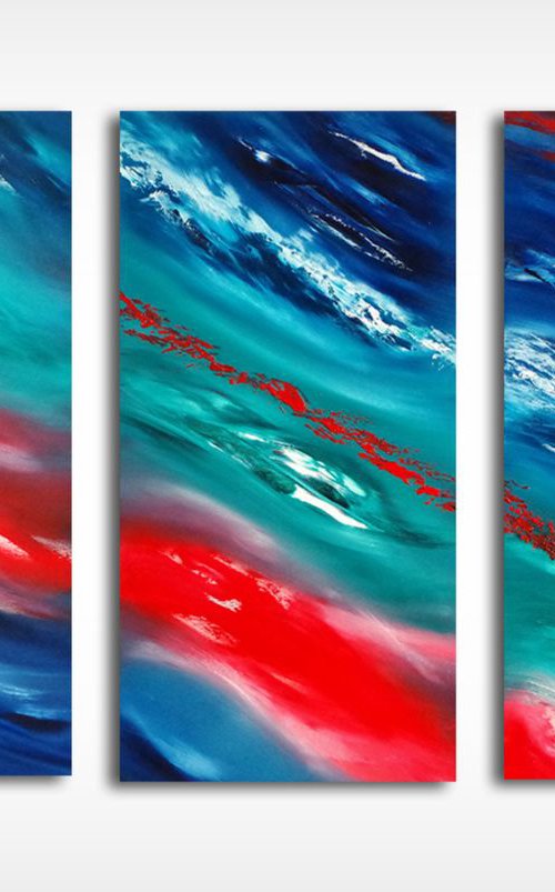 Commissioned painting - Time passes slowly II - Triptych n° 3 Paintings by Davide De Palma