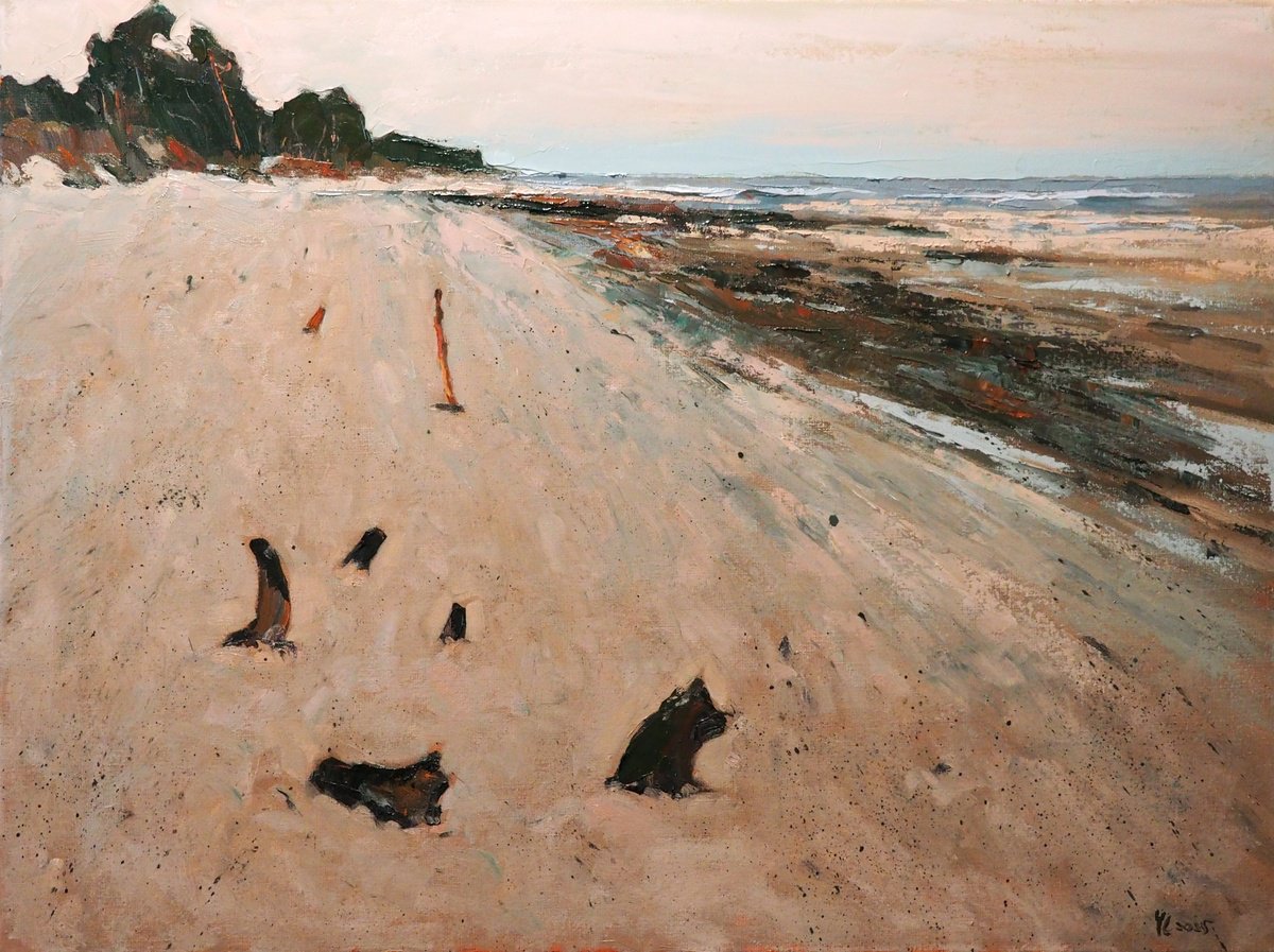 Impressionistic Landscape Oil Painting By Yuanyuan Liu, 31 X 24", Seascape, Original Artwork