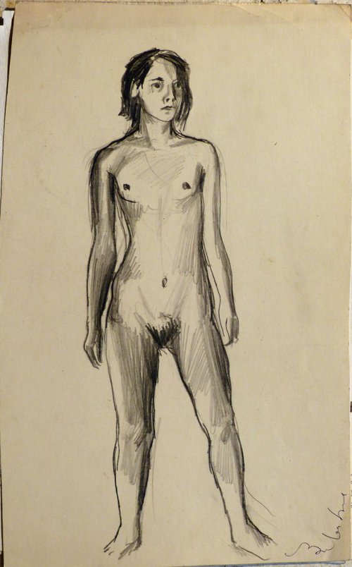 Standing Nude 4, 17x21 cm by Frederic Belaubre
