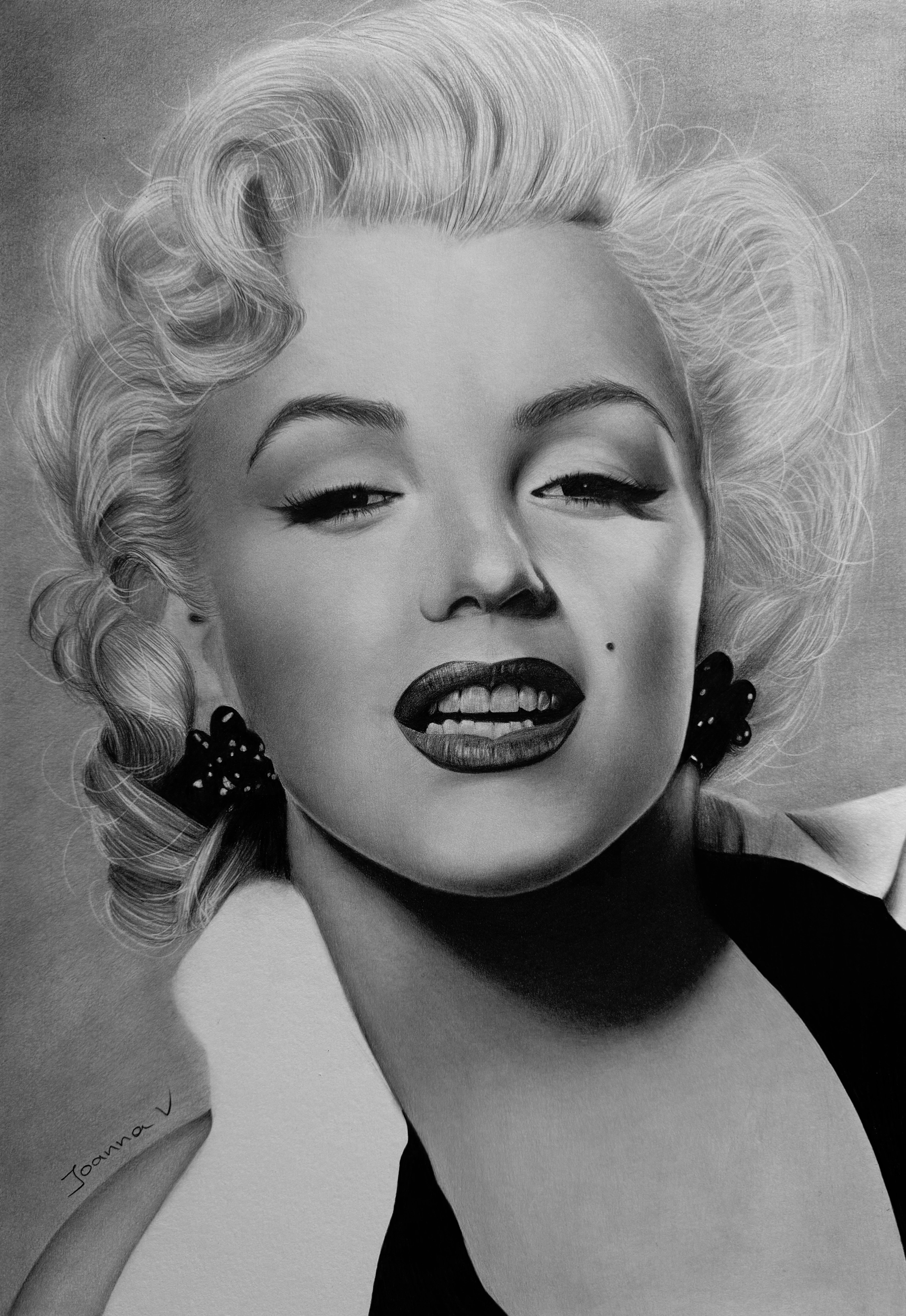 Photorealistic Portrait Pencil Drawing By Ioanna Ladopoulou, 112 X 161, Marilyn, Original Artwork