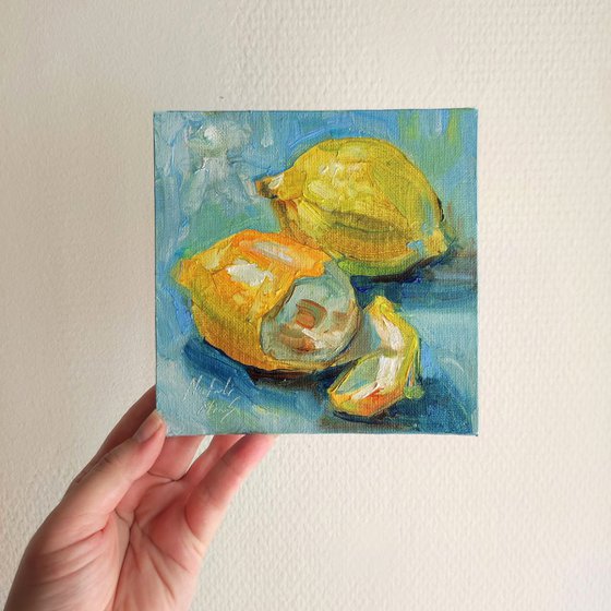 Lemons Still Life. Oil Painting