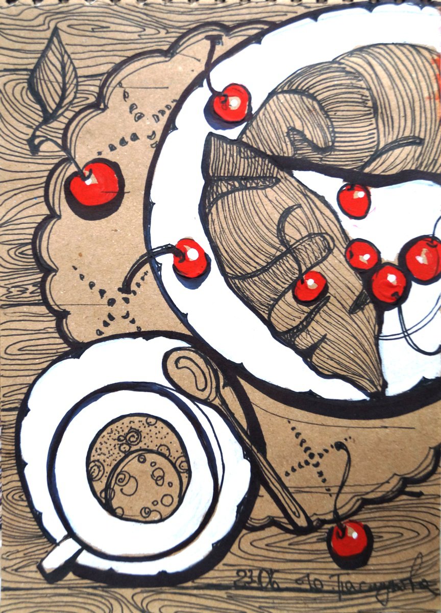 croissant with cherry by Yuliia Pastukhova