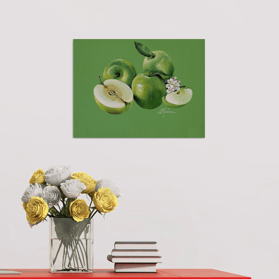 "APPLES ON GREEN BACKGROUND"